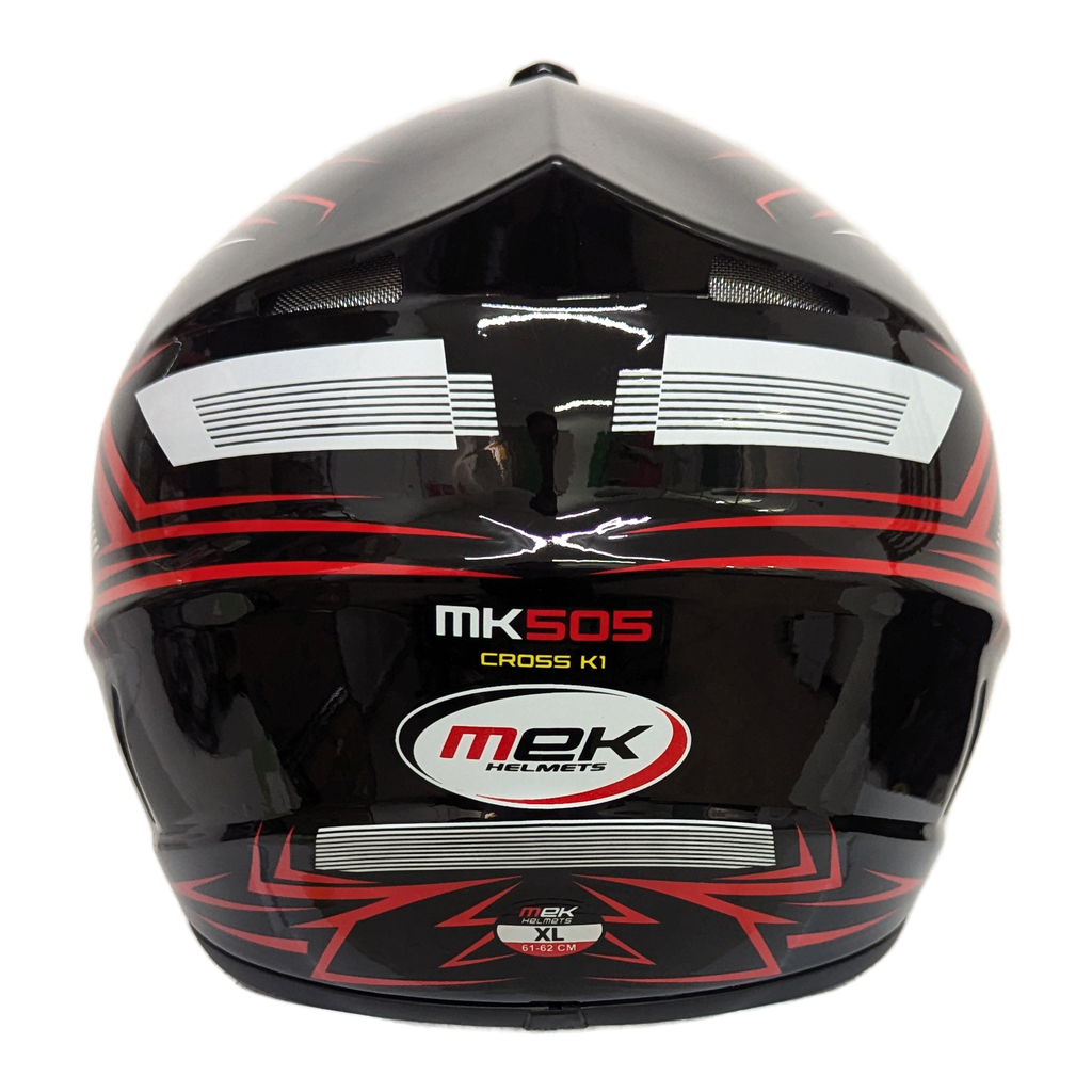 Cross Helmet Glossy Black Decal Red