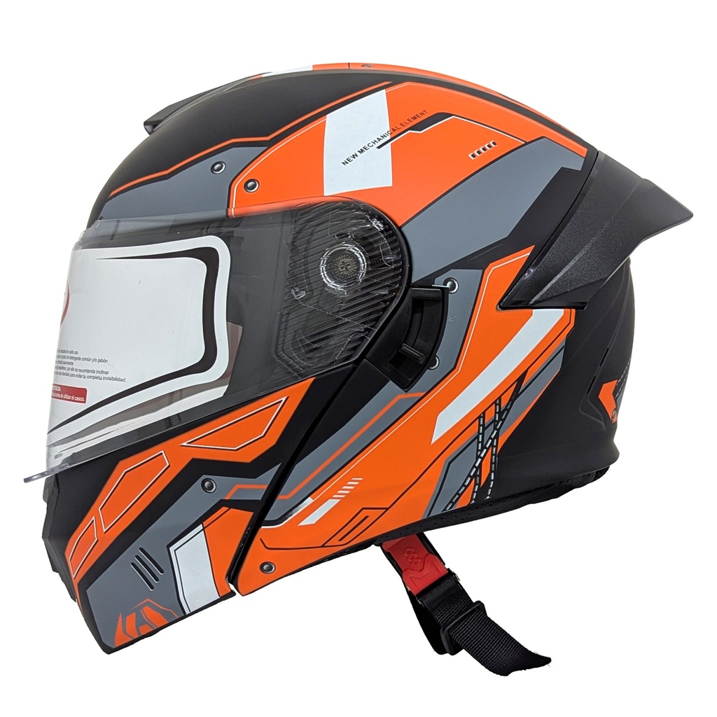 CASCO MEK-255 FLIP UP HELMET Matte Blacl/Orenage