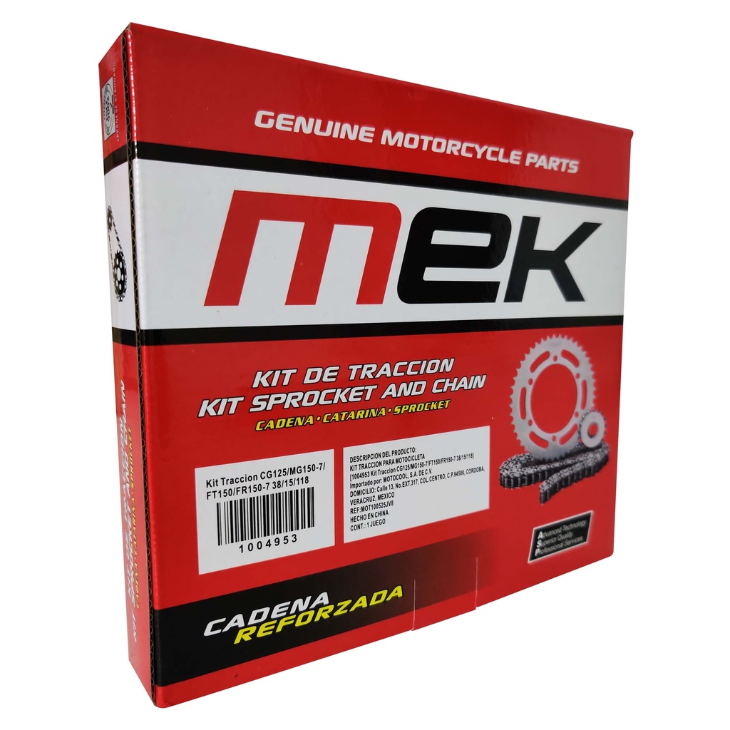 KIT DE TRACCION 428H-38T-15T-118L P/TRAB (BUJES DE IMPACTO) FT150