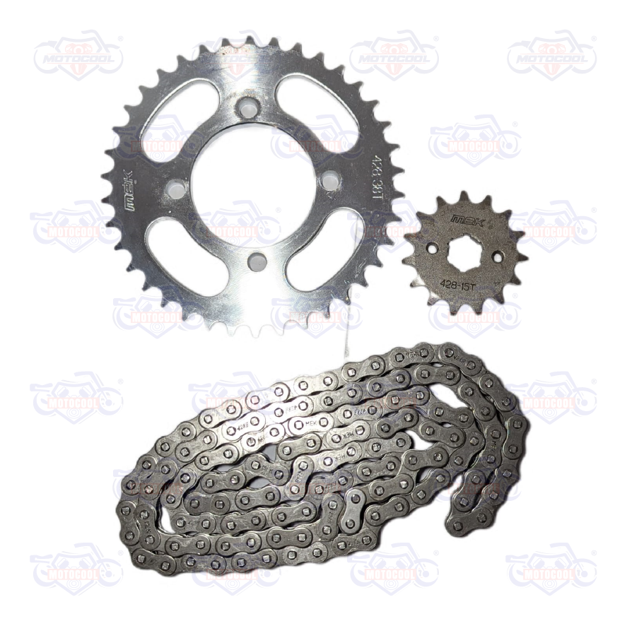 KIT DE TRACCION 428H-38T-15T-124L P/TRAB (GOMA DAMPER) FT125