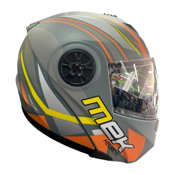 Casco MEK MK759 ABATIBLE  BRAVO ANARANJADO/GRIS Brillante