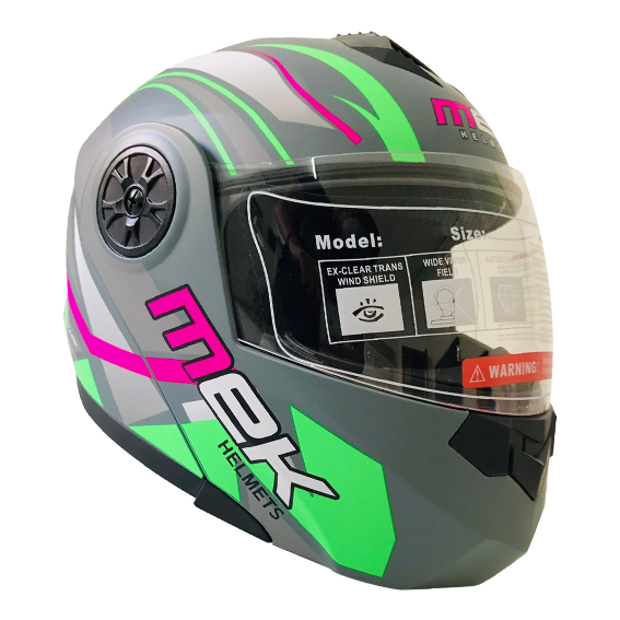 Casco MEK MK759 ABATIBLE TEO 1 VERDE/FUSIA Brillante