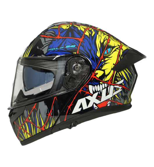 [AC1B-4001-003] CASCO PARA MOTOCICLISTA ABATIBLE CHUPACABRA AZUL/VERDE