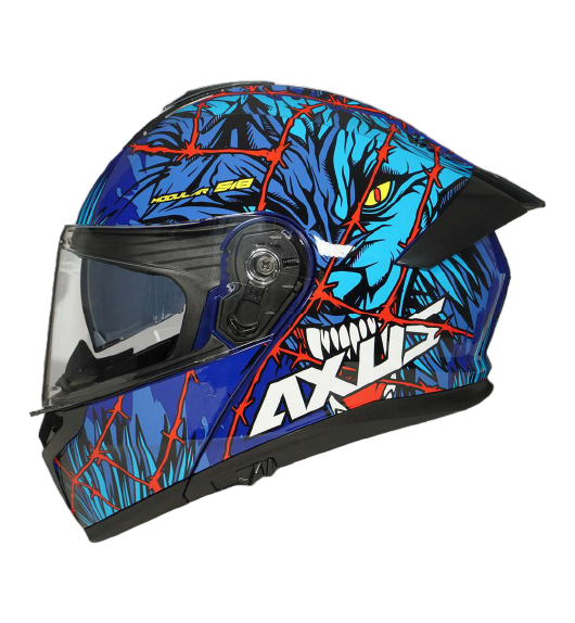 [AC1B-4003-003] CASCO PARA MOTOCICLISTA ABATIBLE CHUPACABRA AZUL/ROJO