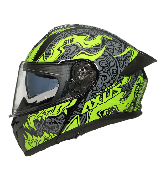 [AC1B-4016-003] CASCO PARA MOTOCICLISTA ABATIBLE MAYA NEGRO/VERDE