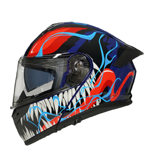 CASCO PARA MOTOCICLISTA ABATIBLE NIGHT AZUL/ROJO