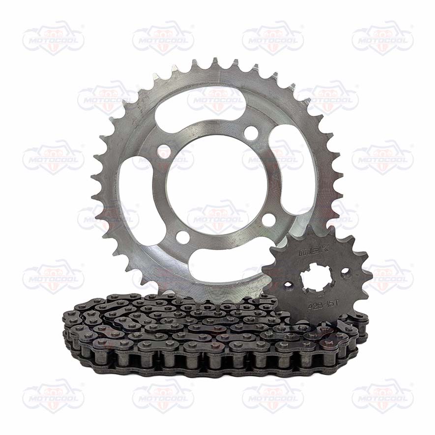 MOTKSFT125:KIT DE SPROCKET ITALIKA FT125 428H-38T-15T-102L CADENA: GRIS