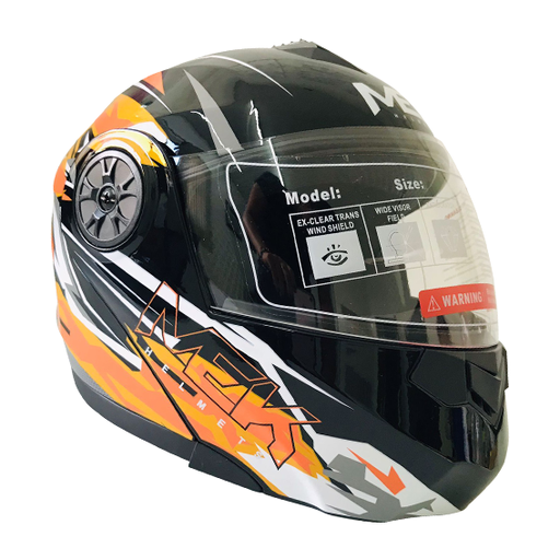 [AC1B-J113-001] Casco MEK MK759 ABATIBLE  LIGHTNING NEGRO/ANARANJADO Brillante