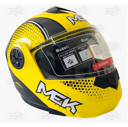 [7453085607740] Casco MEK MK759 ABATIBLE  RIPO AMARILLO /GRIS Brillante "XL"