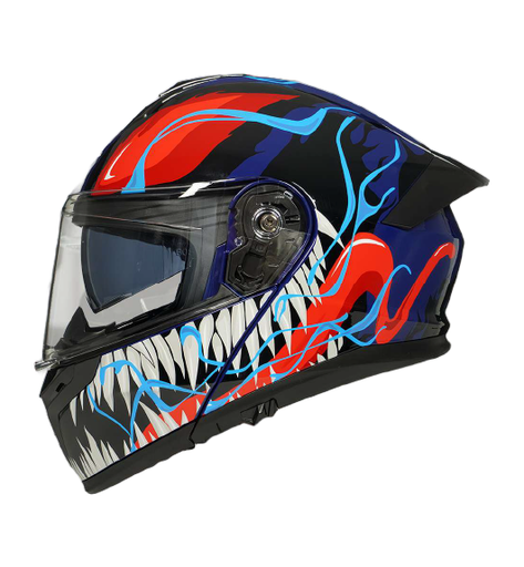 [AC1B-4022-003] CASCO PARA MOTOCICLISTA ABATIBLE NIGHT AZUL/ROJO
