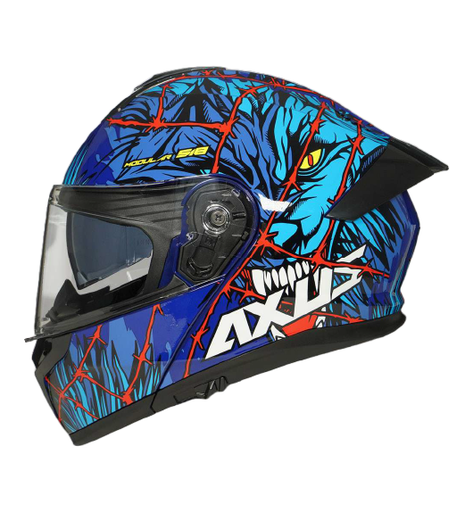 [AC1B-4003-003] CASCO PARA MOTOCICLISTA ABATIBLE CHUPACABRA AZUL/ROJO